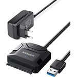 UGREEN USB 3.0 auf SATA Kabel UASP USB SATA Kabel USB 3.0 SATA Kabel Festplatten Dockingstation für 2,5"/3.5" SATA I II III Festplatten Laufwerke HDD/SSD mit 12V/2A EU Netzadapter - Schnelle Datenübertragung bis zu 6Gbps