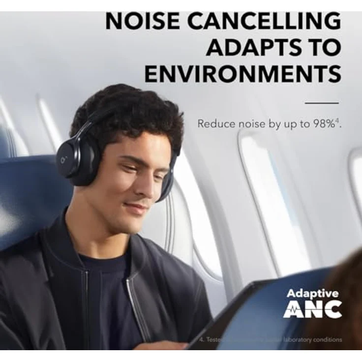 soundcore by Anker Space One, Kabellose Kopfhörer mit adaptivem Noise Cancelling, 40 Stunden Akkulaufzeit, Hi-Res Audio, Bluetooth 5.3 – Bild 3