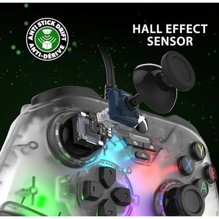 Snakebyte GAMEPAD RGB X - transparent grau - Offiziell lizensierter, kabelgebundener Xbox & PC Controller | Hall-Effect Sensoren für volle Präzision | 3,5 mm Audioanschluss | RGB-Beleuchtung – Bild 3