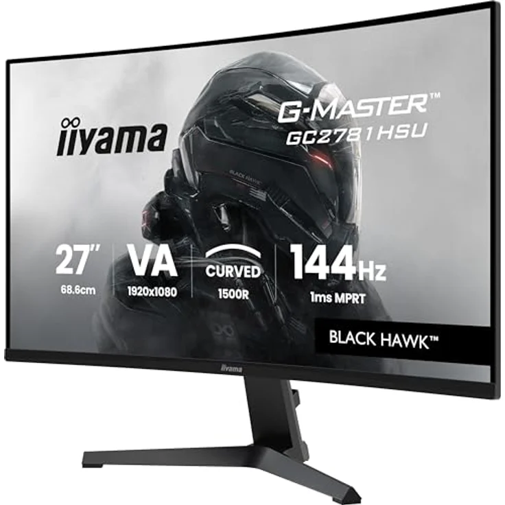 iiyama G-Master Black Hawk GC2781HSU-B1, 27“ Curved Gaming Monitor mit 1500R VA-Panel, 120Hz, 1ms, FreeSync, schwarz – Bild 3