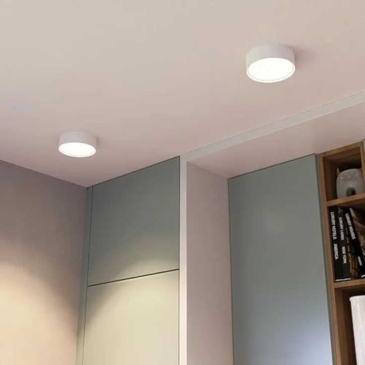 SSC-LUXon PIATO Deckenspot groß LED - Deckenlampe weiß flach mit warmweißem Licht - 20W Spot Strahler innen pulverbeschichtet – Bild 4