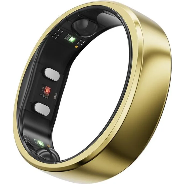 RingConn Smart Ring (Gen2) (7, Gold), eleganter Smart Ring mit Gesundheitsüberwachung, IP68 wasserdicht, 10-12 Tage Akkulaufzeit, KI-gestütztes Schlaftracking