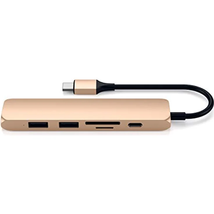 SATECHI Slim Aluminium Type-C Multi-Port Adapter V2 mit USB-C PD, 4K HDMI (60Hz), Micro/SD Kartenleser, USB 3.0 – Kompatibel mit 2022 MacBook Pro/Air M2, 2020 MacBook Pro/Air M1 (Gold) – Bild 2