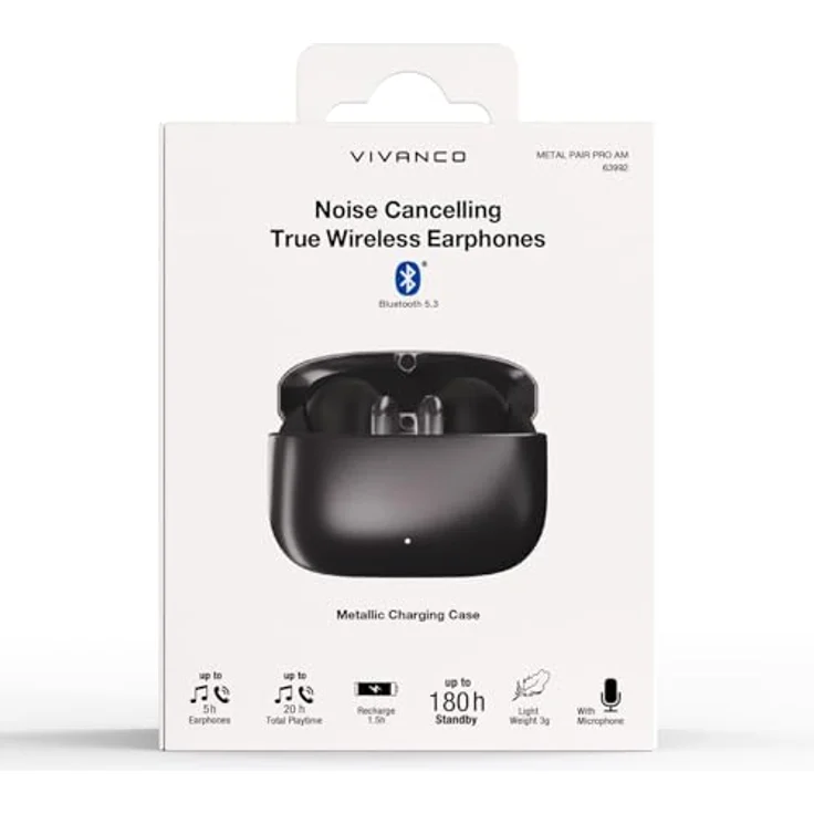 VIVANCO Bluetooth® Metal Pair Pro TWS Noise Cancelling In-Ear Kopfhörer, Bluetooth Metal Pair Pro Noise Cancelling True Wireless Earphones – Bild 7