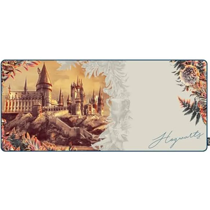 Lexip Hogwarts XXL-Mauspad, Harry Potter Blumen-Edition, Neopren, 90 x 40 cm, mikrotexturierte Oberfläche, rutschfeste Unterseite