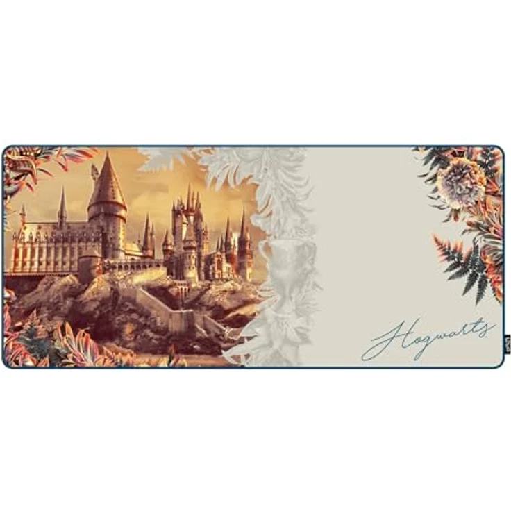 Lexip Hogwarts XXL-Mauspad, Harry Potter Blumen-Edition, Neopren, 90 x 40 cm, mikrotexturierte Oberfläche, rutschfeste Unterseite – Bild 1
