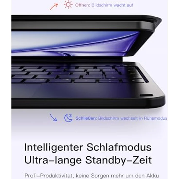 Inateck Tastatur Hülle für iPad 10/11 Generation 2025 A16, mit Touchpad, freitragendem Ständer und 7-farbiger Hintergrundbeleuchtung – Bild 8