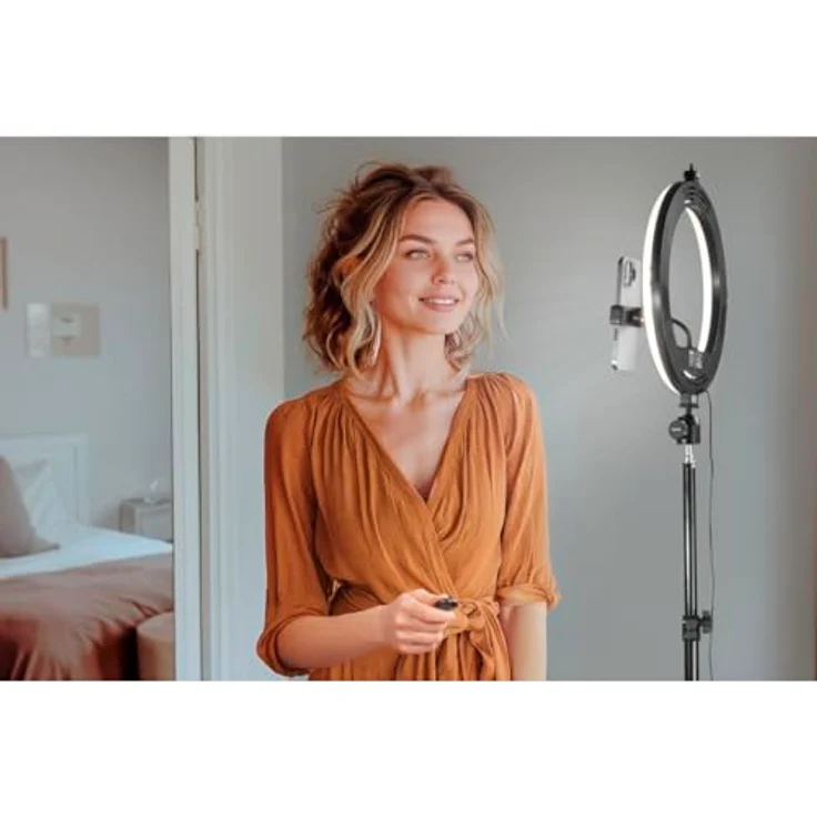 Hama SpotLight Steady 120 II, LED-Ringlicht mit Stativ (210 cm, 160 LEDs, 3 Lichtfarben, für Selfies und Videos) – Bild 18
