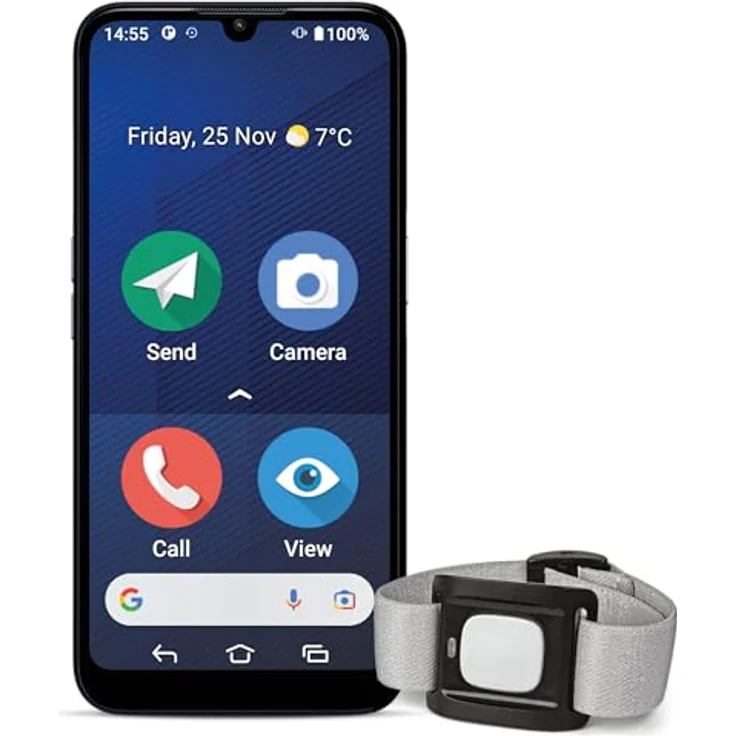 Doro 8200 Seniorensmartphone Inclusive Alarmtaster, Notrufarmband mit GPS, 4G Senioren Smartphone ohne Vertrag, Noruftaste, Triple Kamera, Android 12 Go, 64 GB Speicher, Hörgerätekompatibilität – Bild 1