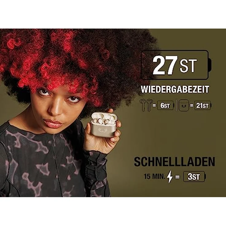 Fresh 'n Rebel Twins 3+ Tip, kabellose In-Ear-Bluetooth-Kopfhörer, kristallklare Musik und Telefonate, In-Ear-Erkennung, Mulitpoint-Bluetooth, 27 Stunden Spielzeit, spritzwasserfest (Silky Sand) – Bild 2