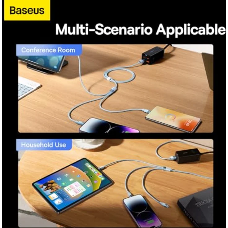 Baseus StarSpeed 3-in-1 Kabel, USB-A / Micro-USB / Lightning / USB-C, 3,5 A, 1,2 m, blau – Bild 5