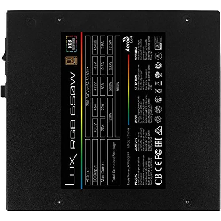 AeroCool Lux - Netzteil 650W, PRISMA RGB, Modular, 80Plus Bronze – Bild 5