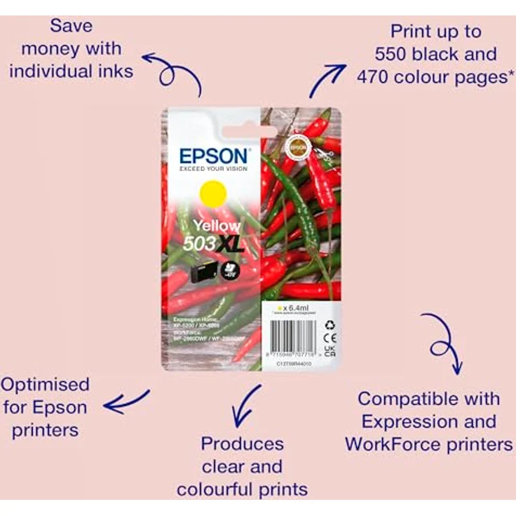 Epson Original 503XL Tinte Chili Singlepack gelb XL, XP-5200 XP-5205 WF-2960DWF WF-2965DWF, ReadyPrint Flex-Tintentarife – Bild 2