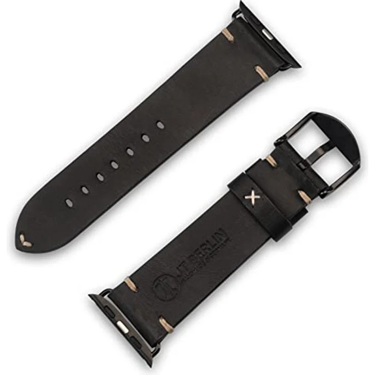 JT Berlin Watchband Alex II Vintage Armband, 42 mm bis 46 mm, Schwarz für Apple Watch Series 1, 2 und 3 – Bild 3