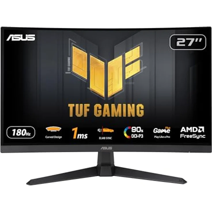 ASUS TUF Gaming VG27VQ3B - 27 Zoll Full HD Curved Monitor - 180 Hz, 1ms GtG, FreeSync, AdaptiveSync, ELMB Sync - Fast-VA Panel, 16:9, 1920x1080, DisplayPort, HDMI, Speaker – Bild 1
