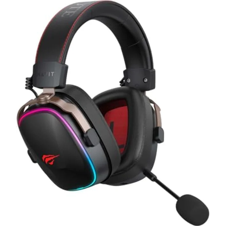 Havit Gamenote H2039BG Gaming Wireless 7.1 Gaming Headset 2.4GHz+BT+3.5mm Audio, Schwarz mit RGB-Beleuchtung – Bild 5