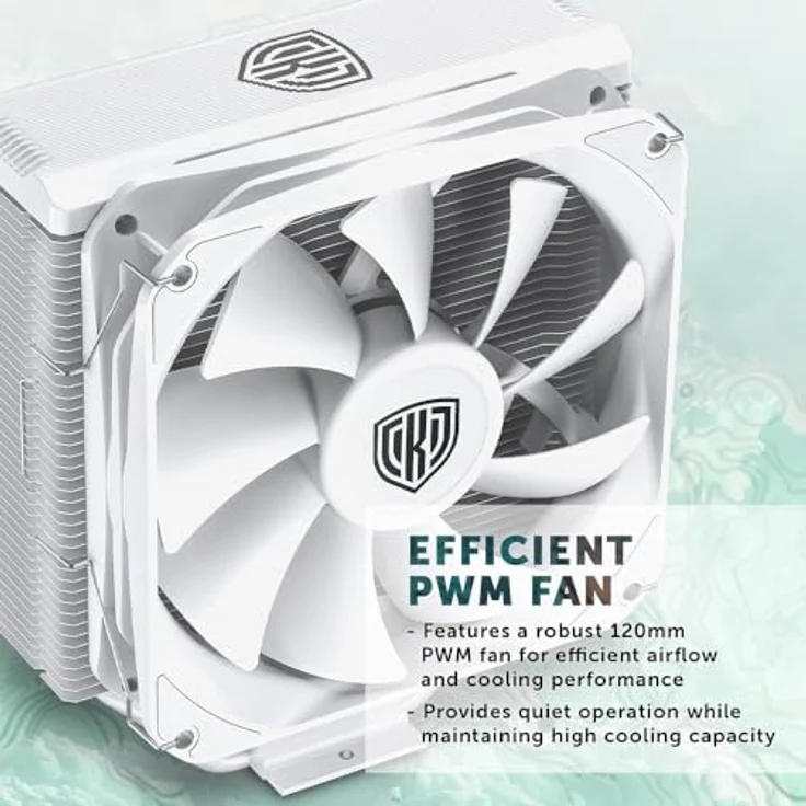 Kolink Umbra EX180 White Edition, CPU Kühler mit 120 mm PWM-Lüfter und vier 6 mm Kupfer-Heatpipes, weiss – Bild 4