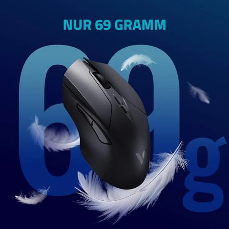 Rapoo V20PRO kabellose 2,4 GHz Gaming-Maus, 26000 DPI Sensor, 50 G Beschleunigung, 650 IPS, bis zu 160h Akkulaufzeit, PC/Mac - Schwarz – Bild 5