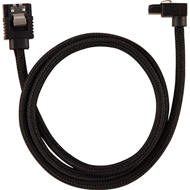 CORSAIR Premium Sleeved - SATA-Kabel - Serial ATA 150/300/600 - SATA (M) straight, latched bis SATA (M) rechtwinklig - 60cm - Schwarz (Packung mit 2) (CC-8900282) – Bild 3