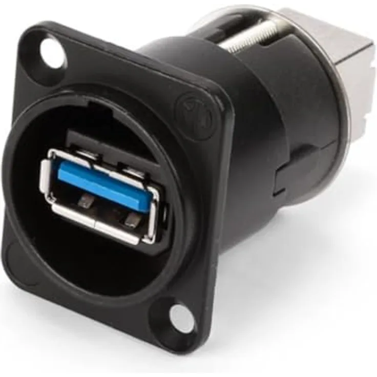 Neutrik Reversibler USB 3.0 Gender Changer Typ A/B, schwarzes D-Gehäuse zur Panelmontage für professionelle Audio- und Computerinstallationen