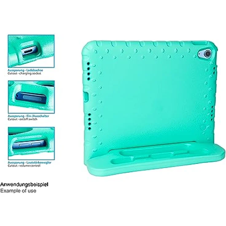 iPad 10,9" (10. Gen.) Tablet-Schutzhülle mit Kickstand und Stift-/Pencilhalter - robust und stossfest - ideal für Kinder, Schule und Unterricht - Aqua – Bild 4