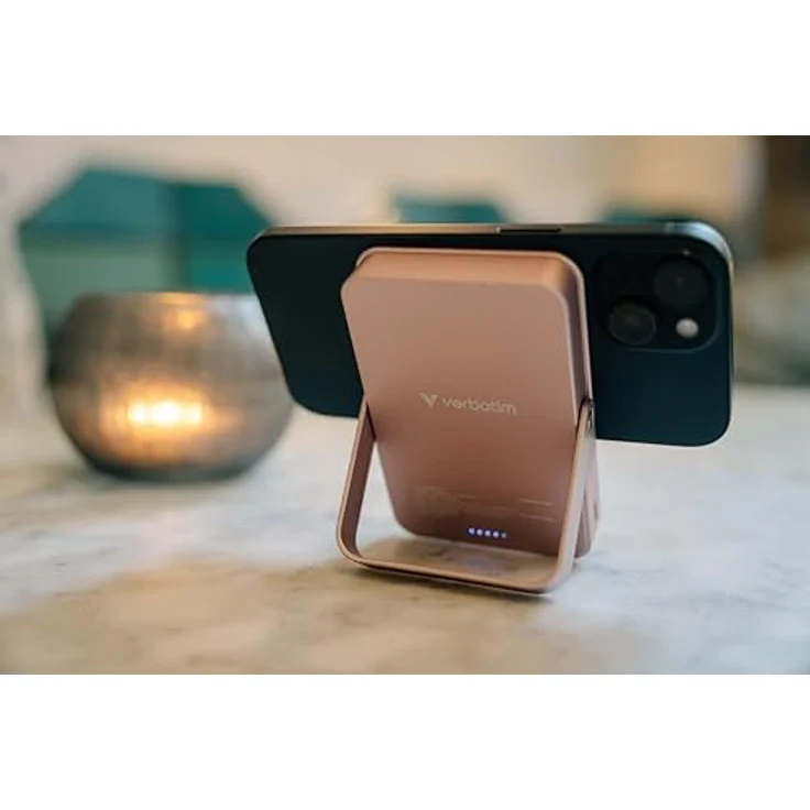 Verbatim Charge 'n' Go MagSafe Powerbank 10.000mAh Rosa 15W magnetisch - PD 22W Schnellladefunktion LED-Anzeige & klappbarer Ständer für iPhone 16/15/14/13/12 Pro/Pro Max - inkl. USB-C Kabel – Bild 5