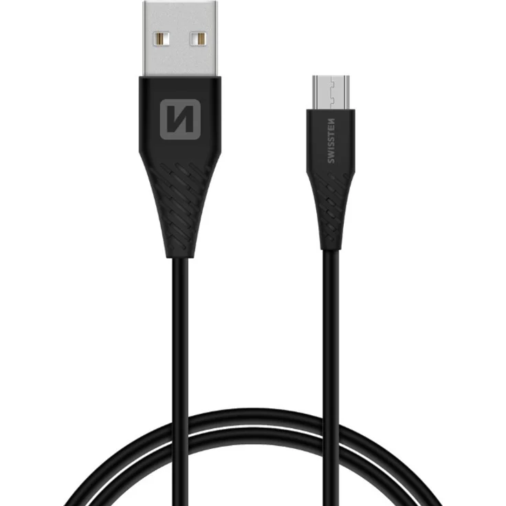 Swissten USB-Ladekabel 71504303, 1.5 m, schwarz, USB type-A auf micro USB, Kabeldurchmesser 9 mm