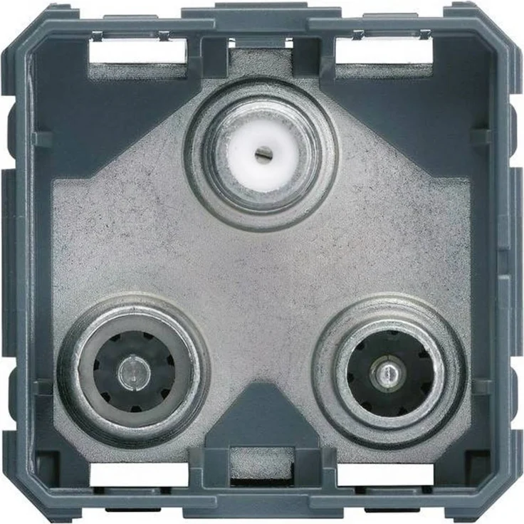 Hager WXF256 Antennendose TV Unterputz Enddose, Steckdose für TV, FM und SAT, Bandbreite 4-2400 MHz, 45x45 mm