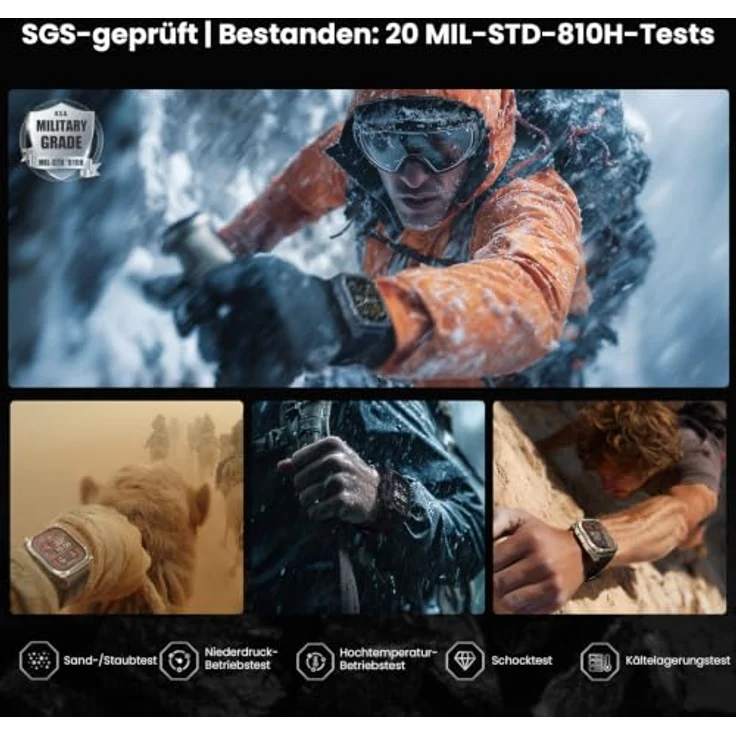KOSPET Tank M4 Militärische Smartwatch für Herren, Dual-Band GPS, 10 ATM wasserdicht, 23 Sportmodi, Offline-Karten – Bild 3
