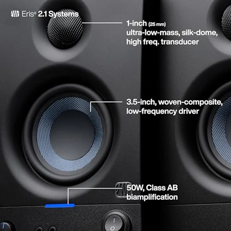 Presonus Eris 3.5 Studio Monitor-Boxen 2nd Gen PC-Lautsprecher (1 Paar, 50 W, Studioqualität, Ideal für Home-Studio - Musikhören - Gaming) – Bild 5