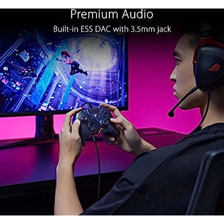 ASUS ROG Raikiri Pro PC Controller (OLED Display, einstellbare Trigger und Joystick, Aura RGB Beleuchtung, ESS DAC, 3,5-mm Kopfhörerbuchse, Stummschalttaste, USB-C, 2,4 GHz, Bluetooth) – Bild 4