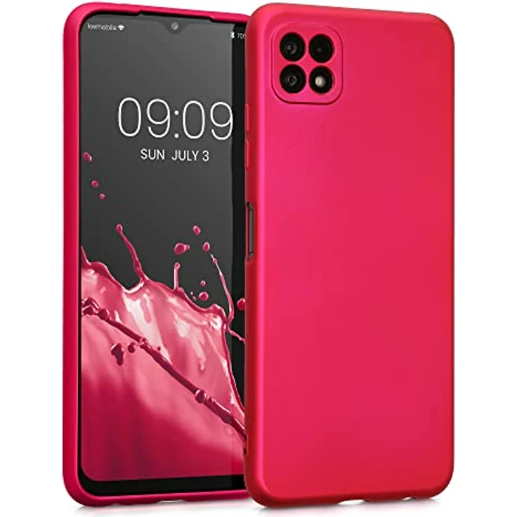 kwmobile Handyhülle für Samsung Galaxy A22 5G - Silikon Case metallisch schimmernd in Metallic Pink - Flexibles, rutschfestes Cover mit umfassendem Schutz – Bild 1