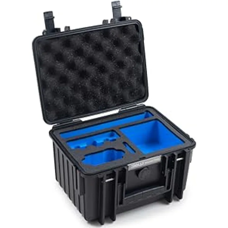 B & W International Transportkoffer, wasserdicht und staubdicht, Polypropylen, schwarz/blau, Innenmaße 250 x 175 x 155 mm