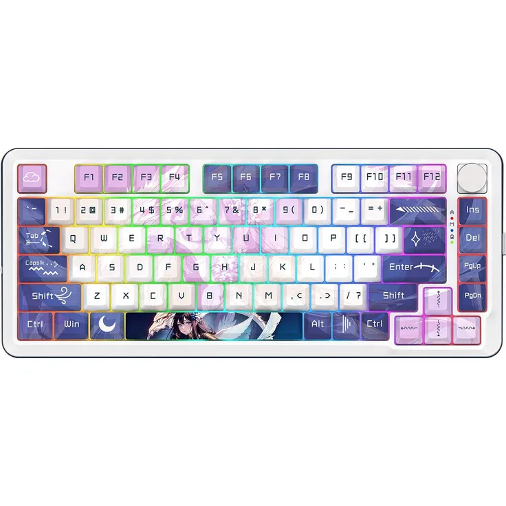 Redragon K681ACG-RGB-PRO Cyrus, Kabellose 75%-Tastatur mit RGB-Hintergrundbeleuchtung, Gasket-Montage, Weiss