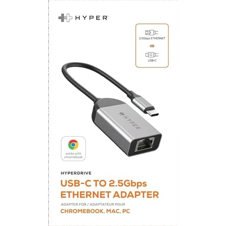 HyperDrive USB-C auf 2.5Gbps Ethernet Adapter, Works with Chromebook Zertifiziert, USB-C auf LAN Adapterkabel, Silber – Bild 5