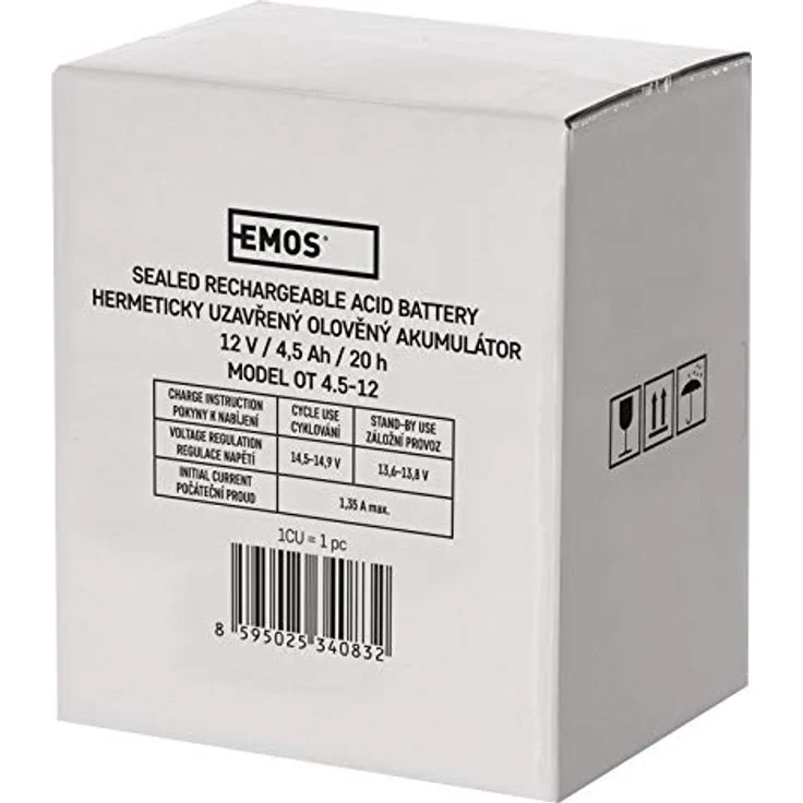 EMOS Wartungsfreier Bleiakku 12V 4,5Ah AGM Batterie Notbeleuchtung Alarmsysteme USV-Geräte 91x71x105 mm – Bild 5