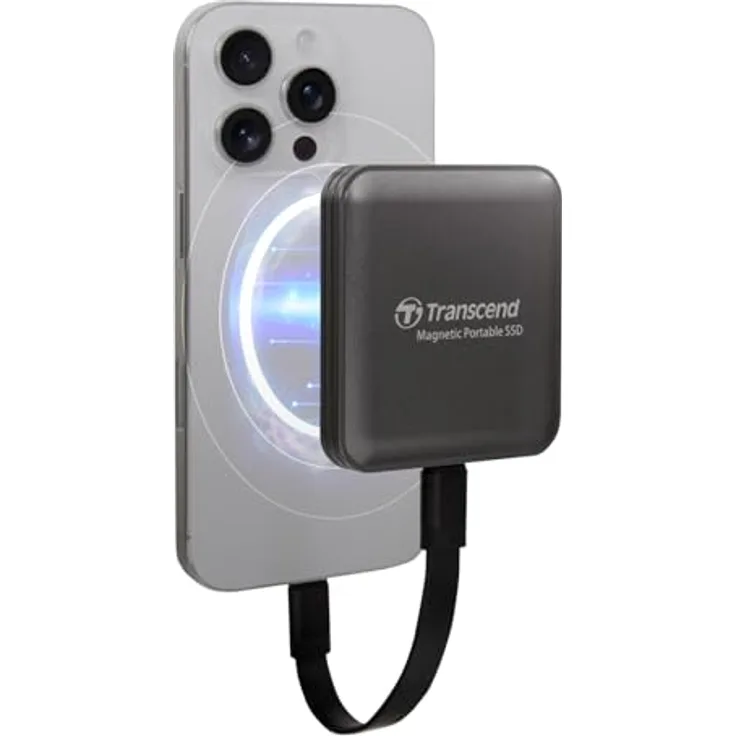 Transcend ESD420, Externe SSD mit 1 TB Speicher, Grau, ultraschnelle Übertragungsgeschwindigkeit bis zu 20 Gbps, kompatibel mit MagSafe iPhone-Modellen