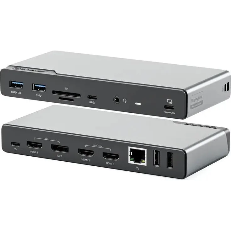 ALOGIC Dockingstation USB-C 16 in 1 Quad Display DV4, Laptop-Dockingstation mit bis zu 4 externen Displays, schwarz