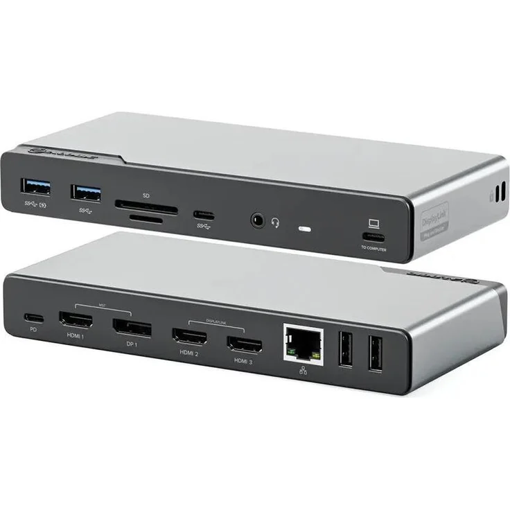 ALOGIC Dockingstation USB-C 16 in 1 Quad Display DV4, Laptop-Dockingstation mit bis zu 4 externen Displays, schwarz