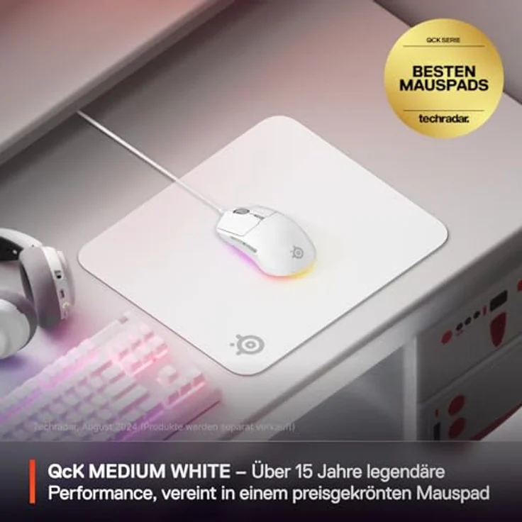 SteelSeries QcK Mauspad (mittel) – Weiß – Mikro-Gewebe Oberfläche, Anti-Rutsch-Gummierung, 320 mm x 270 mm, optimiert für Gaming-Sensoren, geeignet für FPS, MOBAs, RTS, MMO – Bild 2
