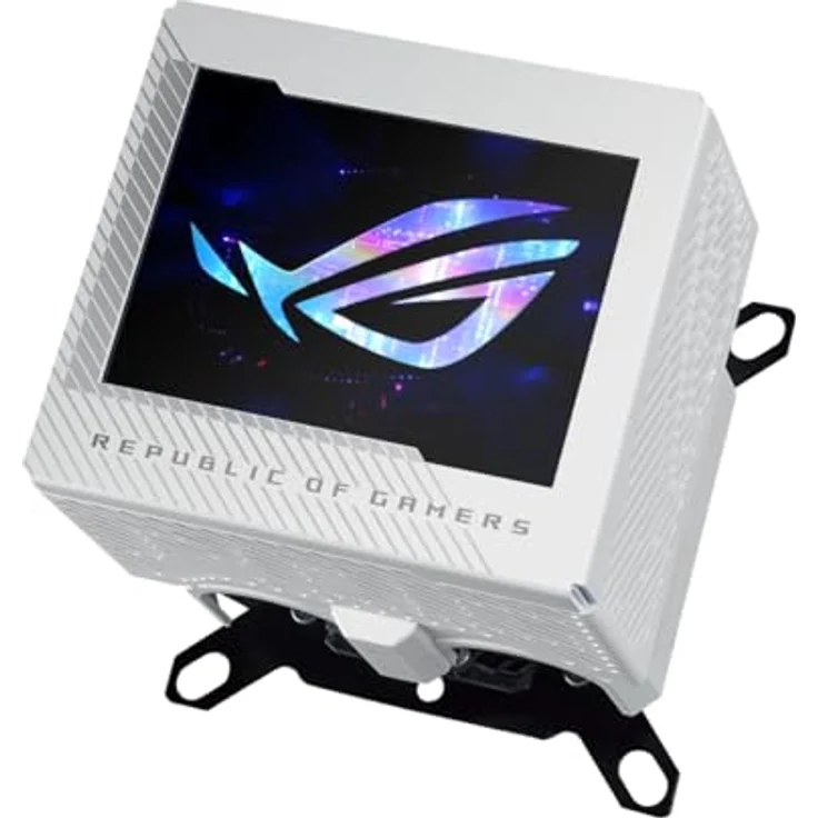 ASUS ROG Ryujin III WB White LCD CPU-Wasserblock (Asetek-Wasserblock mit 178 Mikrokühllamellen und Kühlplatte aus Kupferlegierung, 3,5-Zoll-LCD-Bildschirm, integrierter VRM-Lüfter, ROG Fittings, weiß) – Bild 2