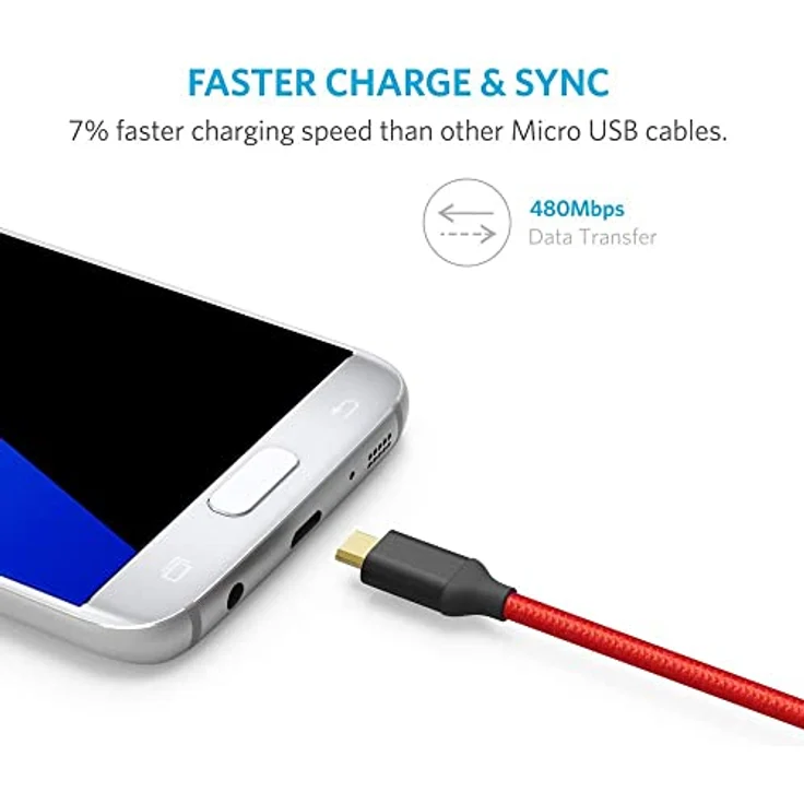 Anker 1,8 m Nylon-umflochtenes Micro-USB-Kabel, rot (B7116091) – Bild 5