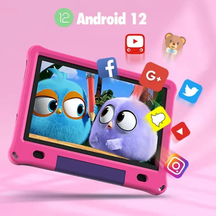Lipa WQ01 Kinder Tablet Rosa 10,1 Zoll - Kids Tablet - 64 GB Speicher - 3 GB Arbeitsspeicher - Großer Bildschirm - Mit vorinstallierter Spiele-Software - Play Store - Einstellbarer Kinderschutz – Bild 2