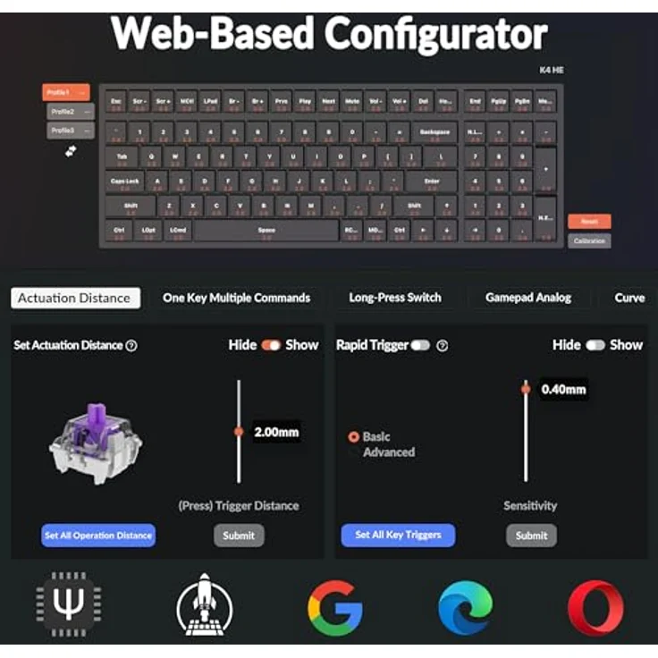 Keychron K4 HE Rapid Trigger, Mechanische Wireless Tastatur mit Hall-Effekt Gateron Magnetschaltern, QMK, 2,4 GHz, Bluetooth 5.2, RGB, Aluminium, kompatibel mit Mac, Windows und Linux – Bild 5