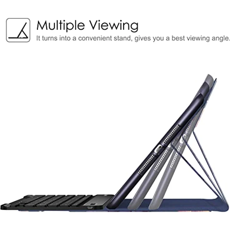 Fintie Tastatur Hülle für iPad 10.2 Zoll (9/8/7 Generation - 2021/2020/2019), Schutzhülle mit TPU Rückschale, abnehmbarer Bluetooth Tastatur mit QWERTZ Layout und Pencil Halter, Hibiskus – Bild 5