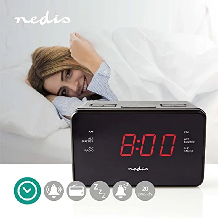 Nedis Digitales Radiowecker mit LED-Display (0,9 Zoll) FM – Bild 2