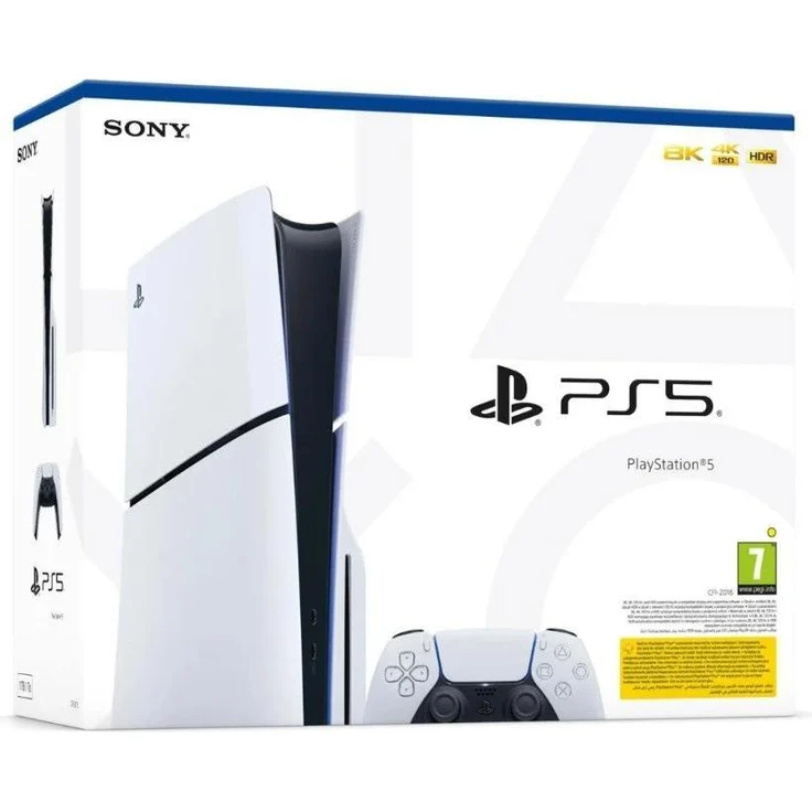 Sony PlayStation 5 Slim Blu-Ray, 1TB Spielkonsole in Weiß mit SSD-Technologie und AMD Radeon Graphics
