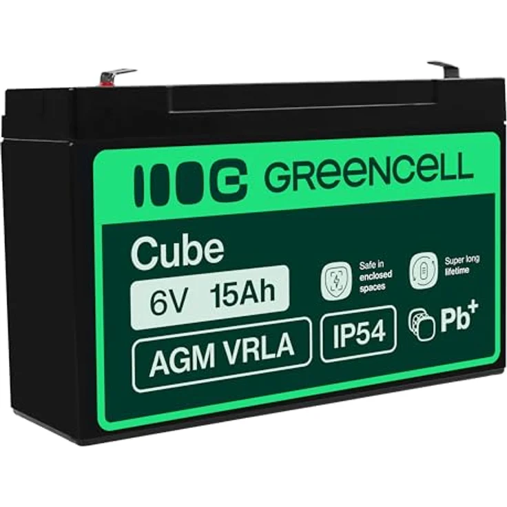 Green Cell AGM 6V 15Ah Blei-Batterie, Zyklenfest und vibrationsbeständig für Elektro-Spielzeuge und Notstromversorgung – Bild 1
