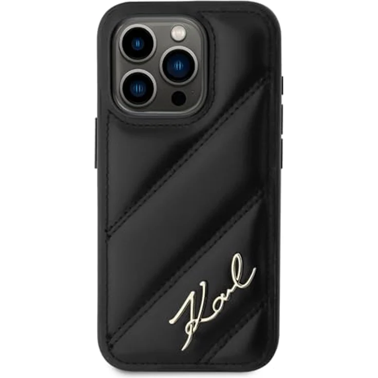 CG MOBILE Karl Lagerfeld KLHCP15XPQDSMGK Hülle für iPhone 15 Pro Max 6.7", Schwarz, Hartschalenkoffer mit diagonal gestepptem Skript aus TPU/PC/Kunstleder – Bild 3