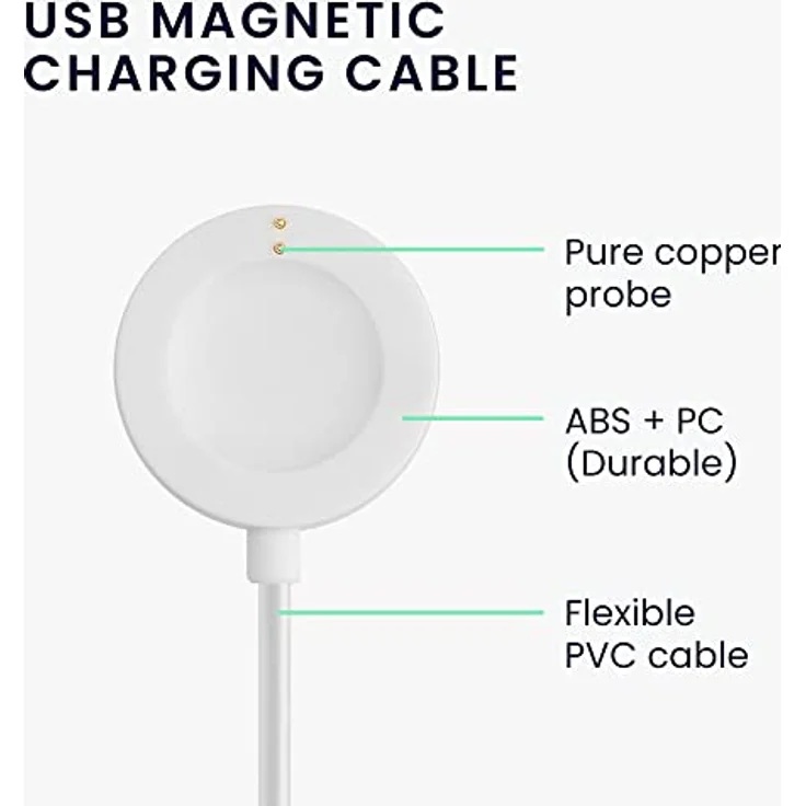 kwmobile USB Kabel Charger kompatibel mit Fossil Gen 6 5 4 Smartwatch/Skagen Falster 2 Ladekabel - Fitnesstracker Aufladekabel in Weiß. – Bild 4